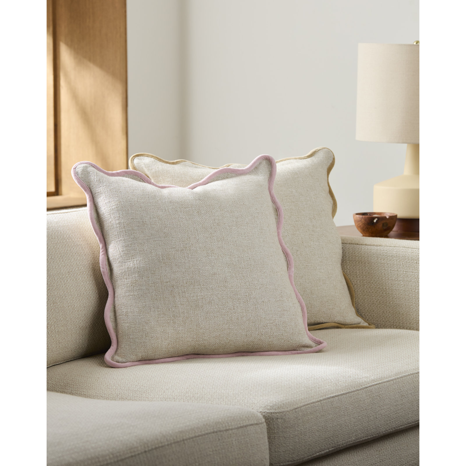 Marea Throw Pillow, Light Pink/Cream, Square 20", Pillow Cover Only - No Insert