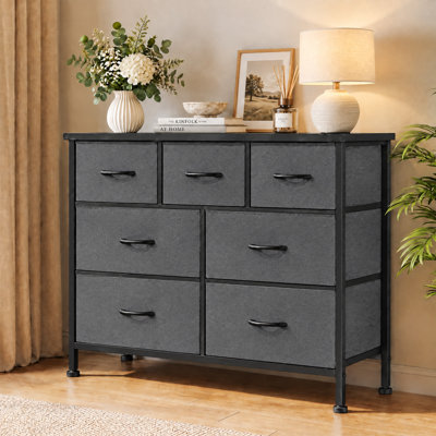Verdi 7‑Drawer Wide Modern Fabric Dresser, Bedroom Dresser Chest of Drawers for Home Storage