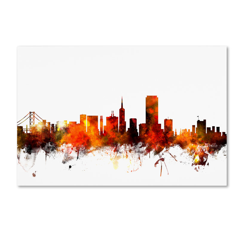 «San Francisco City Skyline III» par Michael Tompsett, impression sur toile, H 30 po x l 47 po x P 2 po