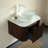 Dina 24" Striped Solid Wood Bathroom Vanity With Sink, Modern Wall-mounted Floating Curved Edges Striped Bathroom Storage Cabinet With A Drawer, White Round Ceramic Basin Without Faucet, Pre-assembled-1427228427