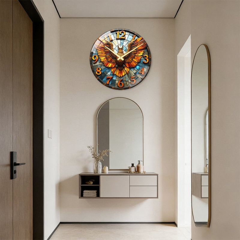 Horloge murale en verre coloré