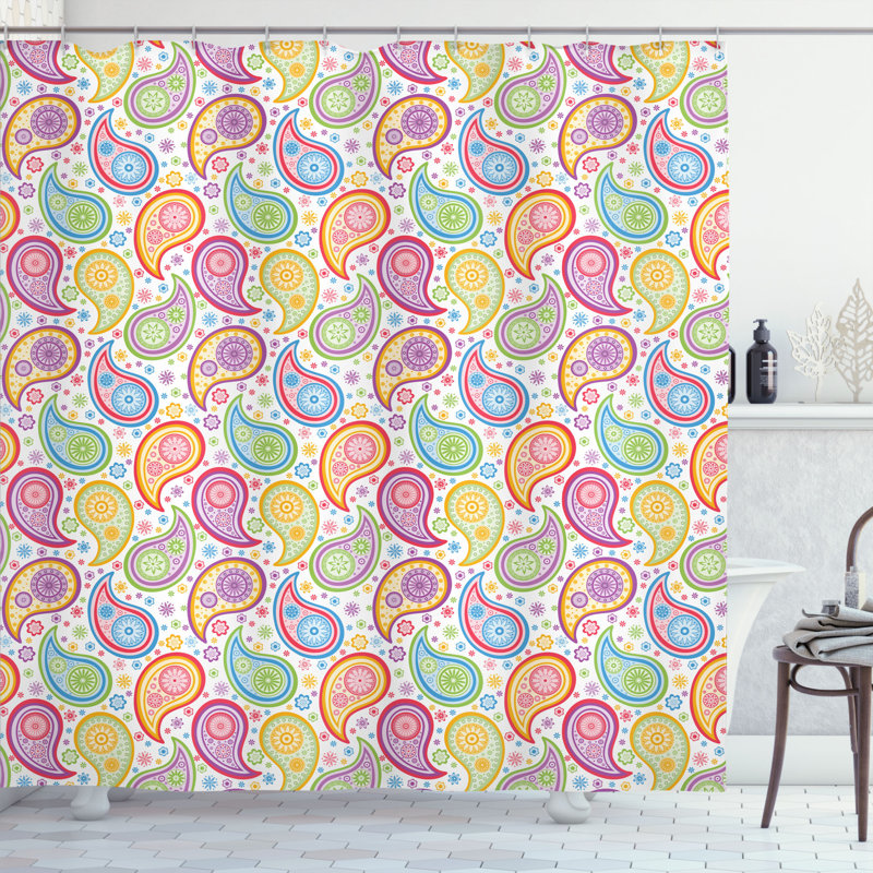 Paisley Shower Curtain with Hooks Included, 69" W x 75" L