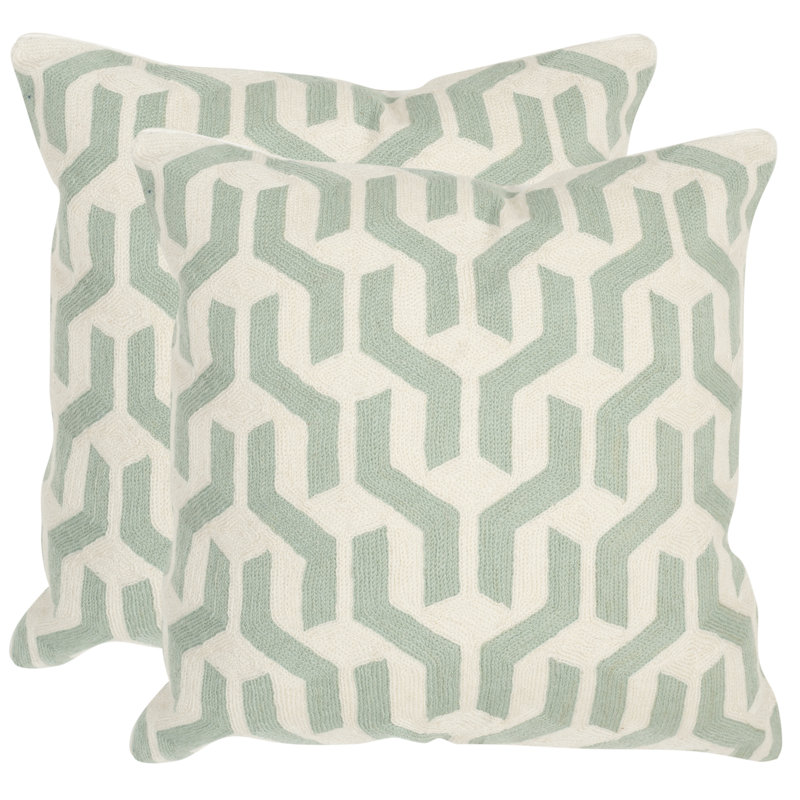 Embroidered Feather Reversible Throw Pillow