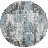 Abstract Area Rug in Gray/Light Blue/Ivory
