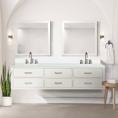 Meuble-lavabo double 80 po X P 22 po D, plateau en marbre de culture et ensemble de robinet