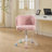 A&A Furniture Office Chair,Artificial rabbit hair Home Office Chair with Metal Base,Adjustable Desk Chair Swivel Office Chair,Vanity Chair(Pink)-632579902-622295970