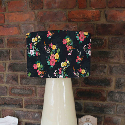 Floral Pattern 25 cm H Drum Cotton Lamp Shade ( Uno )