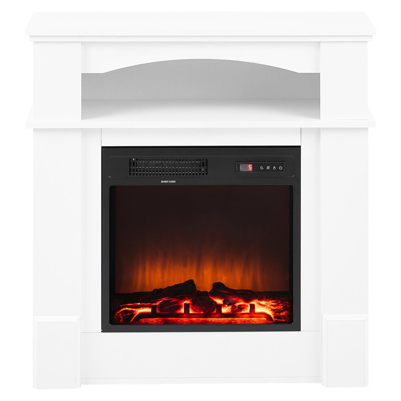 Cheminée électrique autoportante blanche de 84 cm (33 pouces) avec flammes 3D réglables, minuterie, télécommande, protection contre la surchauffe pour chambre et salon, 1500 W, 5120 BTU, ambiance réaliste.