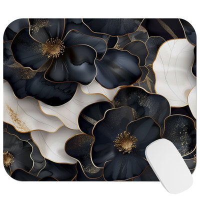 Floral Luxe Flowers III Modern Gaming Cute Office Laptop Desk Pad Gift Mat Square Rectangle Non-Slip Mousepad