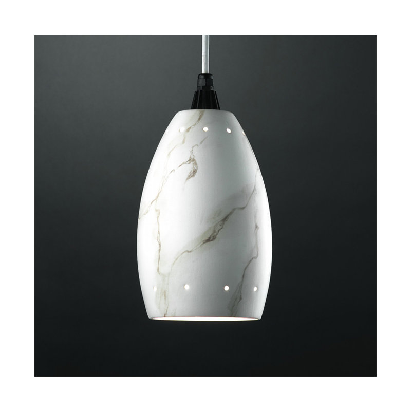 Luminaire suspendu en forme de cloche à 1 lumière Custinne, Non, Cordon blanc, Marbre de Carrare