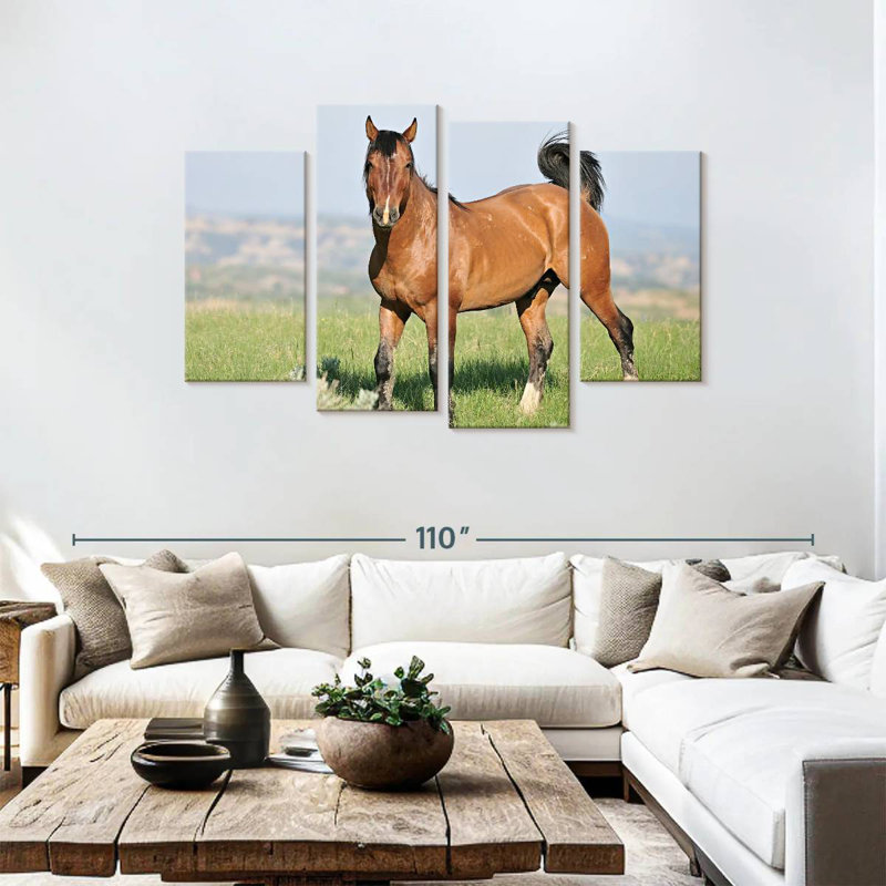 Brampt majestueux cheval sauvage, H 48 po x l 75 po