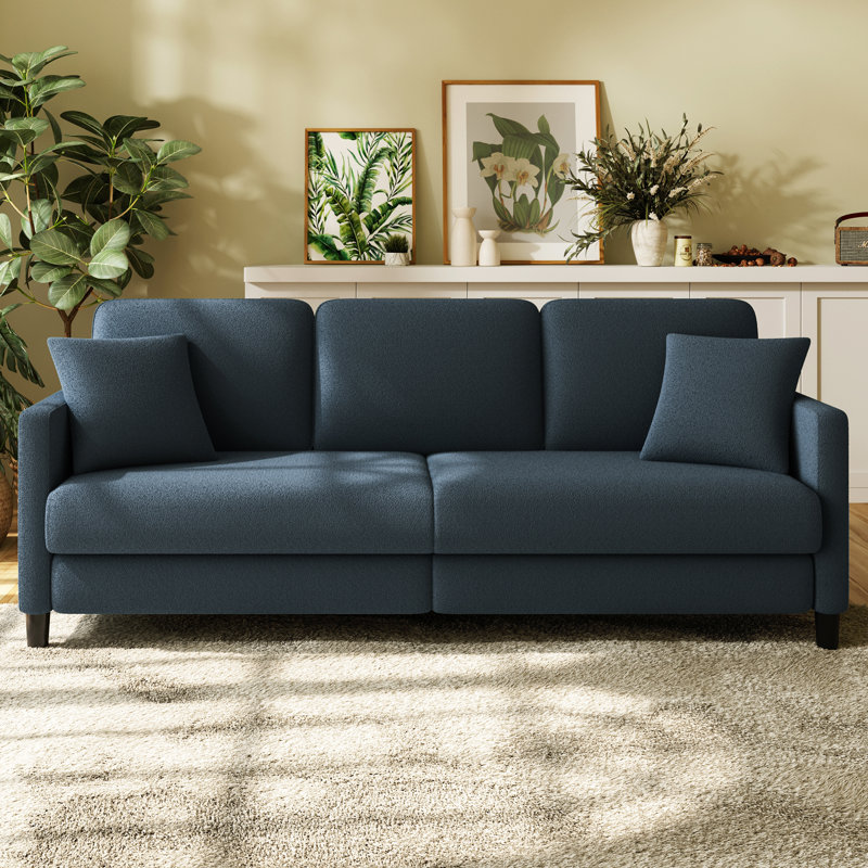 Ruzan 3 Seater Teddy Bean Bag Sofa, Blue / White / Grey