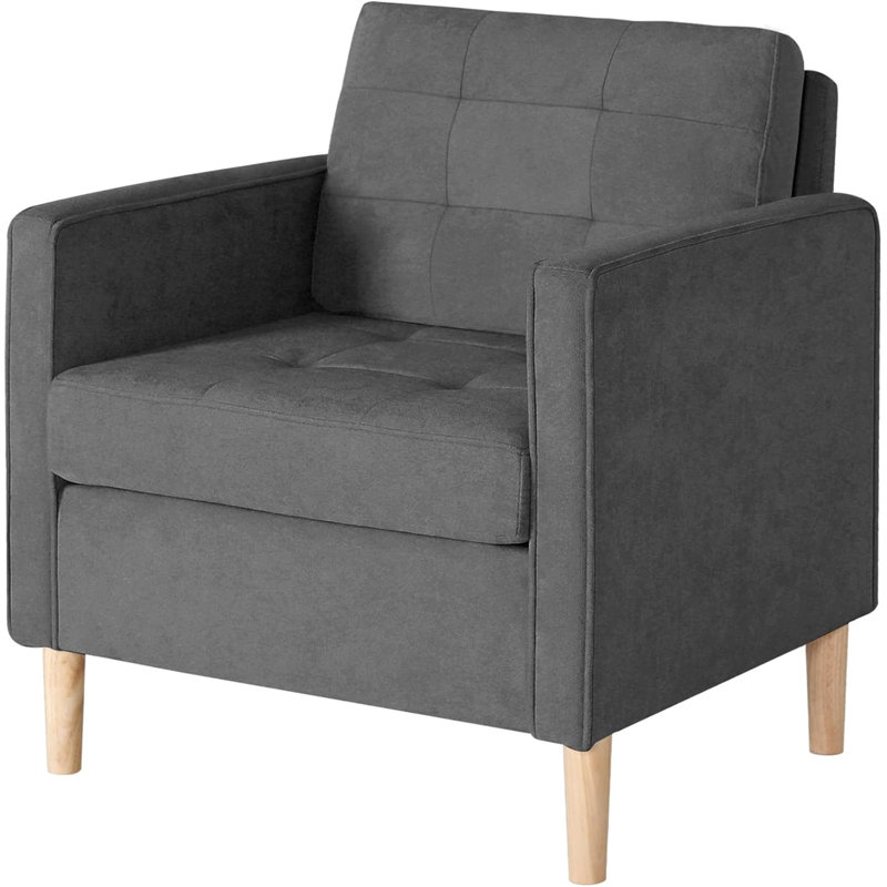 28.7"W Tufted Comfortable Accent Arm Chair, Gray