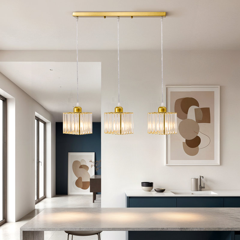 3 - Light Pendant, Brushed Gold, Gold
