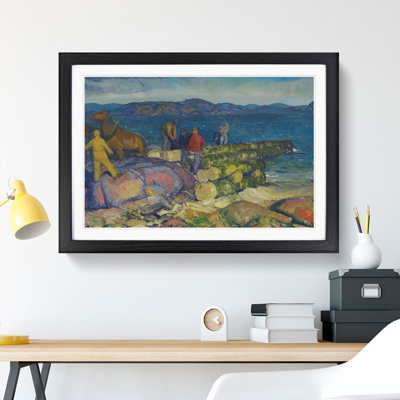 Dock Builders by George Bellows - Picture Frame Painting, Black Framed, 36cm H x 48cm W x 2cm D