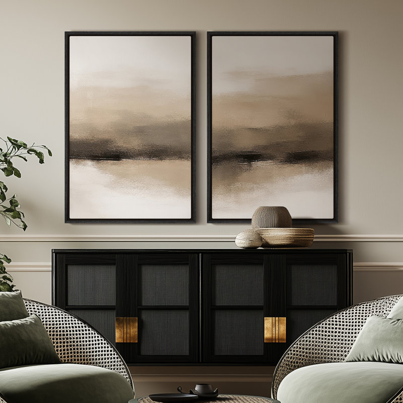 Framed Canvas Wall Art, Vintage Abstract Wall Canvas Prints 16"x24", Black, 24" H x 16" W