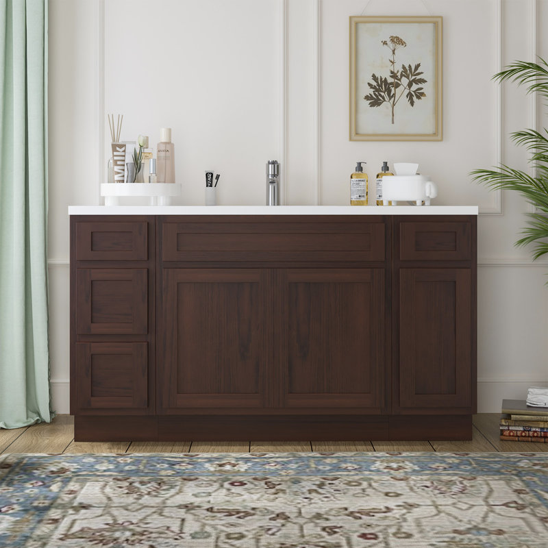 Base de meuble-lavabo simple 63 po seulement, Brun