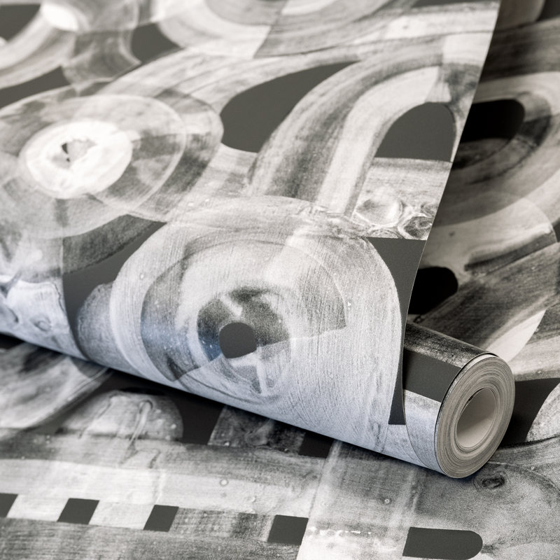 Salt Collection Sheen Finish Penello Brush Dance Design 10.05m x 53cm Wallpaper Roll, Black