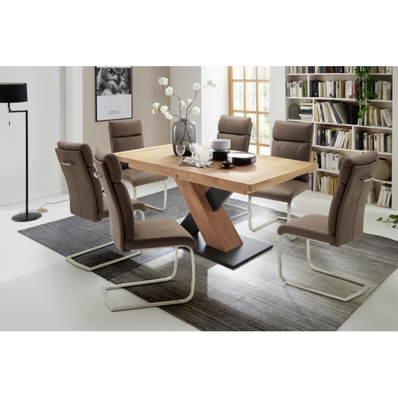 Justis Oak Solid Wood Dining Table, 78 cm H x 140 cm B x 90 cm T, Eiche Bianco