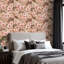 Papier peint adhésif peler et coller en PVC, revêtement mural auto-adhésif amovible avec toile de léopard bohème, impression de décoration botanique rose doux, imperméable pour la décoration intérieure - rouleau