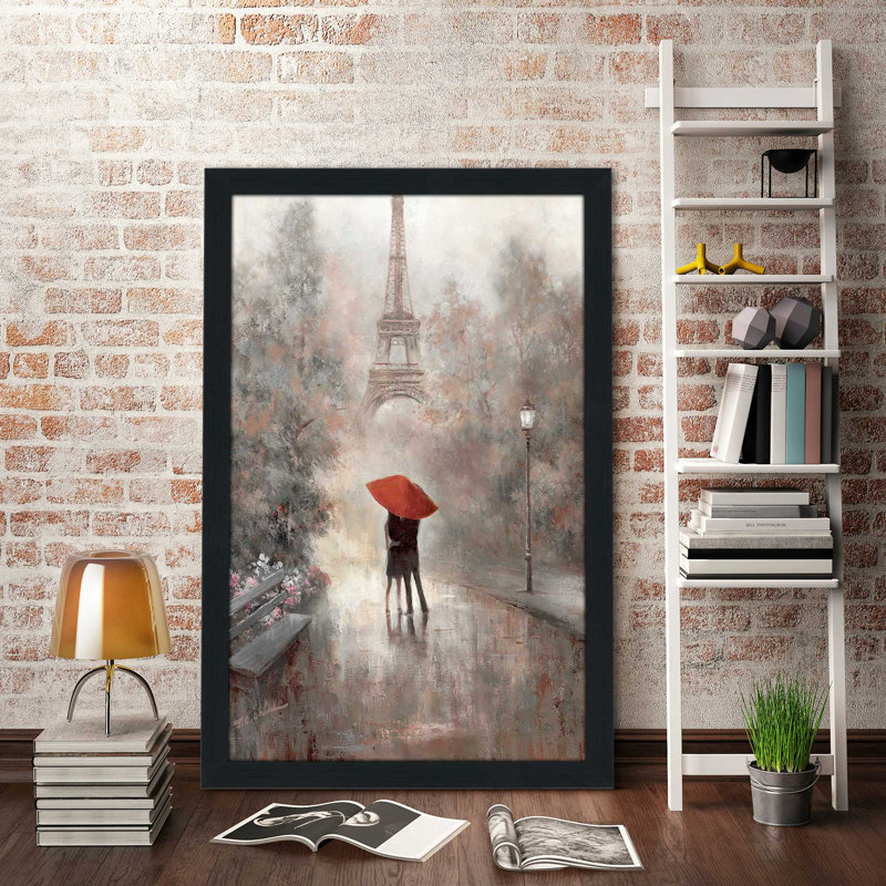Paris dans la brume par - Peinture, Cadre espresso, H 49,5 po x l 33,5 po x P 1 po