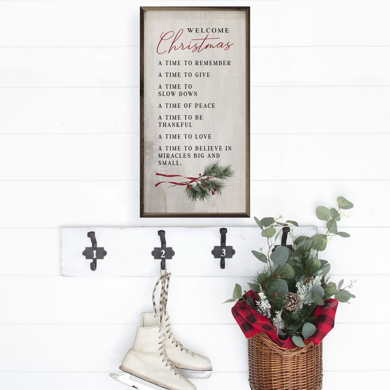 Welcome Christmas A Time Greenery Whitewash, L 12 po x H 24 po