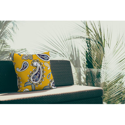 Paisley Outdoor Reversible Throw Pillow