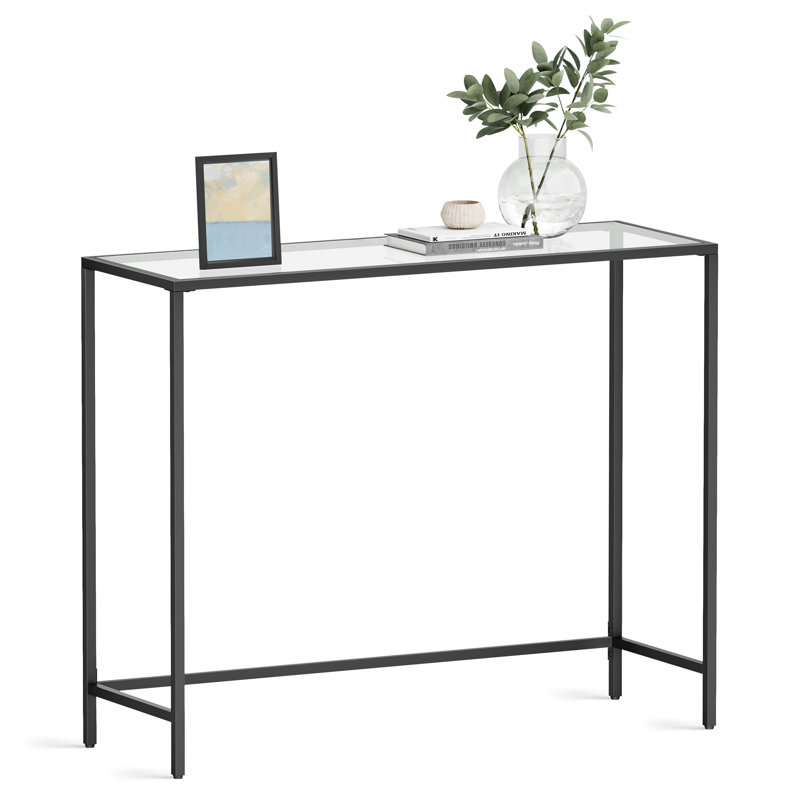 Huxley 39.4'' Glass Top Console Table, Black/Transparent, 31.5'' H X 39.4'' W X 13.8'' D
