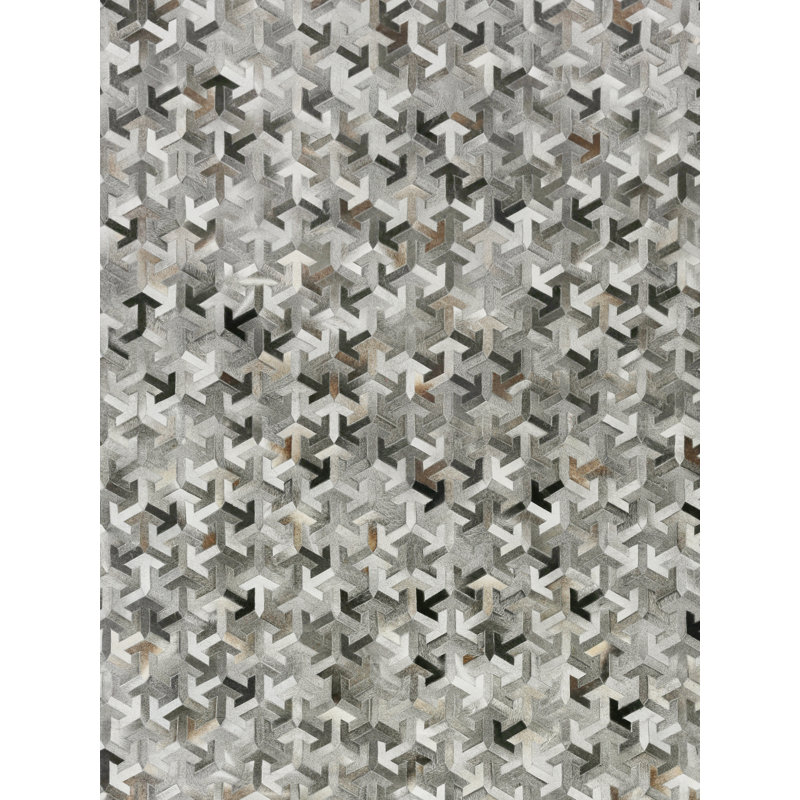 Natural Hide Cowhide Geometric Area Rug, Rectangle 8' x 10'