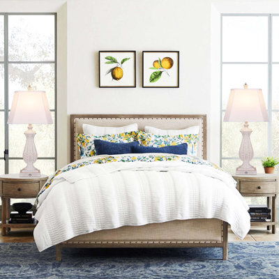 Ensemble de 2 lampes de table à intensité variable 3 voies pour chambre à coucher, 2 lampes tactiles H 30 po pour le salon avec ports USB et Type-C, lampe de chevet sirène pour table de chevet, lampe rustique en résine avec 2 ampoules