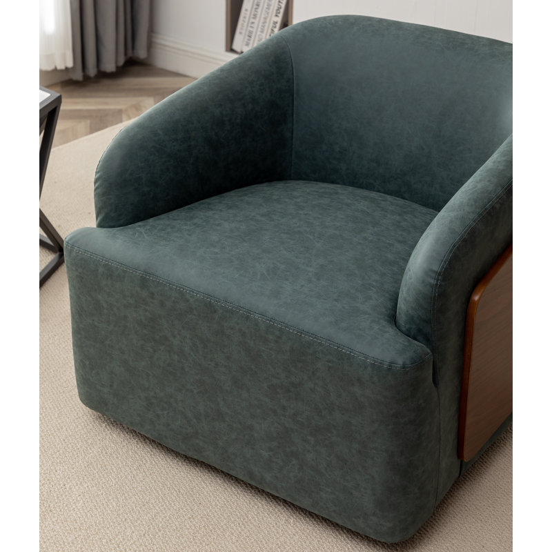 Andretta Faux Leather Swivel Barrel Chair (Set of 2), Blue