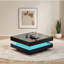 Table basse avec lumières DEL, design minimaliste carré noir lustré de 31,5 pouces, tablettes à deux niveaux pour le salon