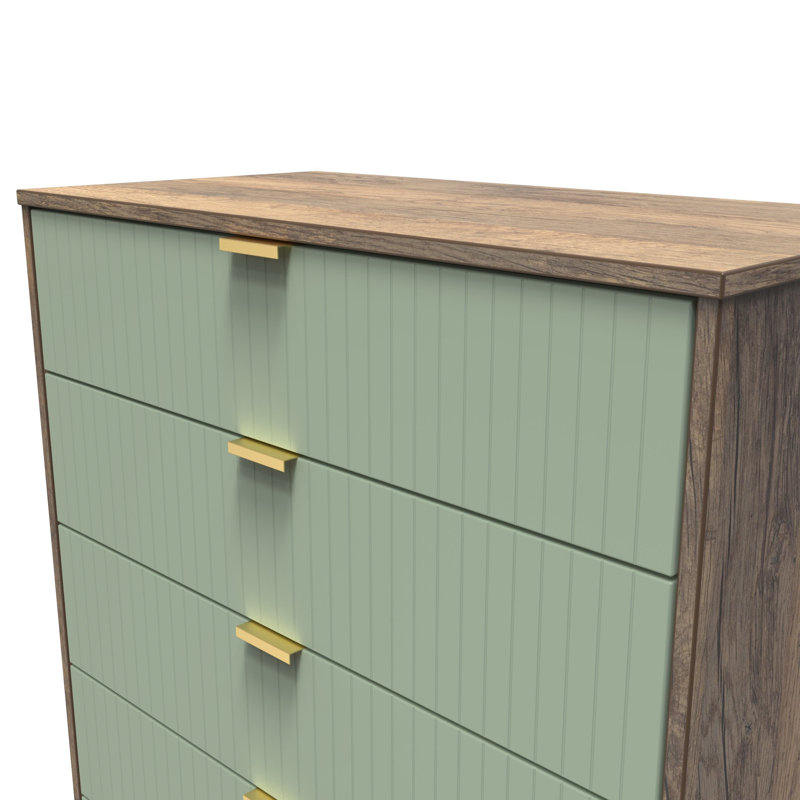 Beranda 77 cm W Chest of 5 Drawers, Reed Green/Vinatge Oak