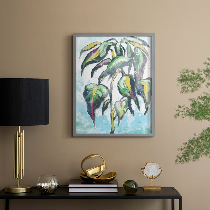 «Candy Palm Fresco IV», reproduction encadrée - bois massif, H 11 po x l 9 po, Gris