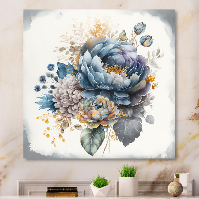«Cool ton Blooming Bouquet II», reproduction sur toile, H 30 po x l 30 po x P 1 po, Toile tendue