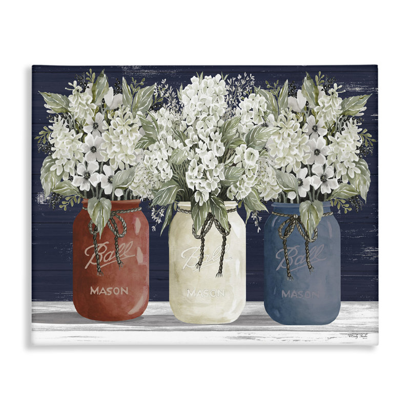 Americana Floral Bouquets Rustic Flowers Country Pride Oversized Stretched Canvas Wall Art by Cindy Jacobs, 24" H x 30" W