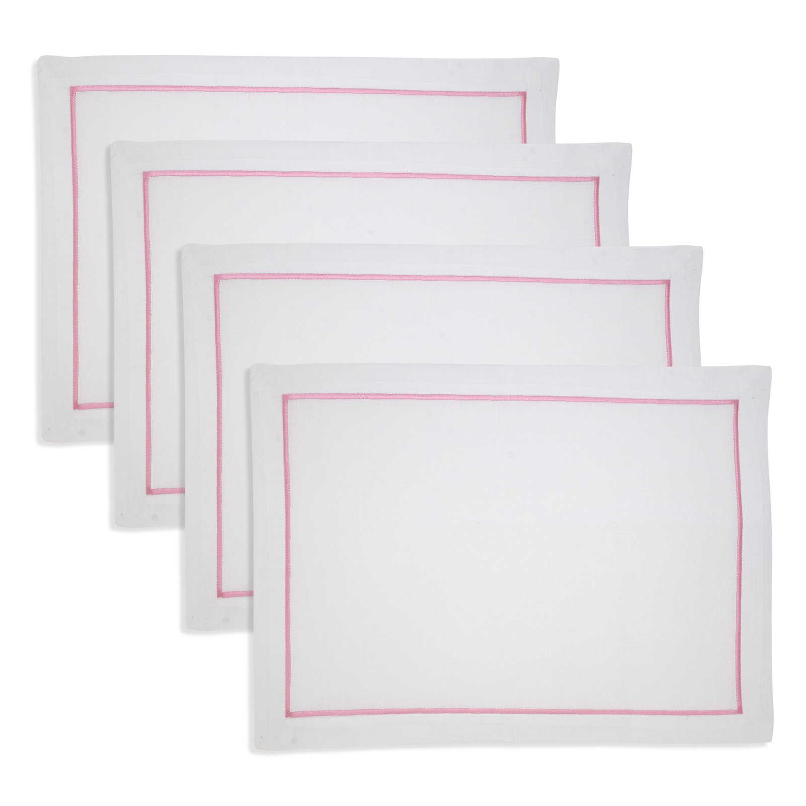 Embroidered Line Design Placemat (Set of 4), Pink