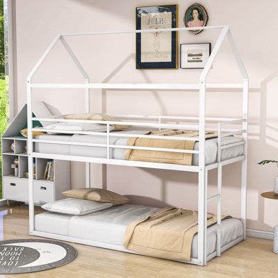 Twin Over Twin Metal House Bunk Bed With Built-In Ladder -  Harper Orchard, 0A43F733149B4527B7978D49CE118C53