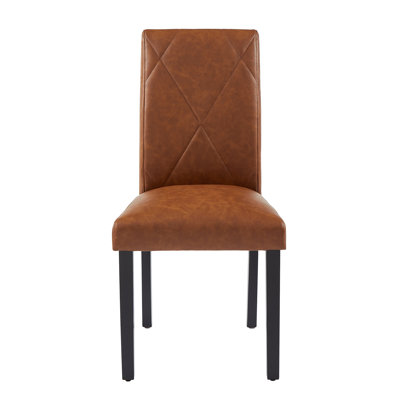 Set Of 4 Faux Leather Parsons Dining Chairs, 4 Pack Upholstered Kitchen Chairs With High Back Support, Armless Accent Side Chair Set Of 4 With Padded Seat & Solid Wood Legs For Dining Room, Living Room
