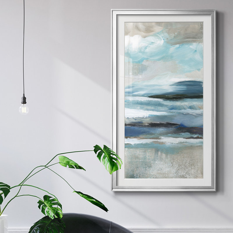 «Distant Drama II», peinture sur toile encadrée, H 26,5 po x l 36,5 po x P 1,5 po, Argent