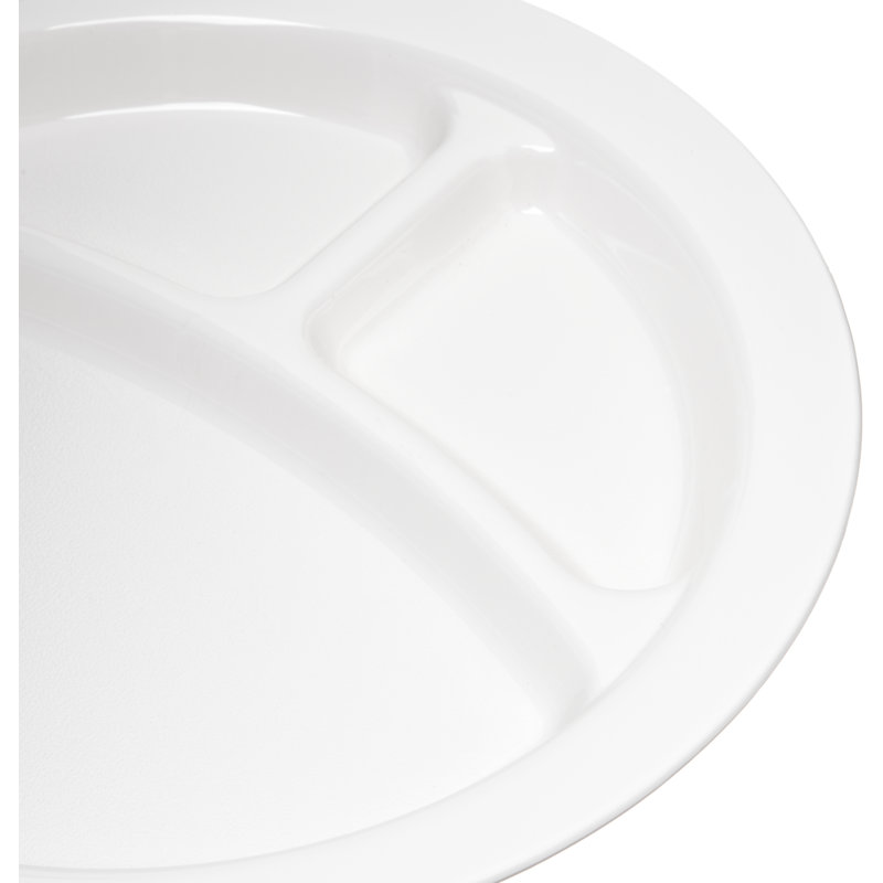 9" Narrow Rim 3-Compartment Plate, White