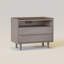 Table de chevet 2 tiroirs Mid-Century avec prises-581823637