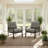 Set Of 2  All-Weather Metal Armchairs, Khaki Frame With Gray Cushions-1195128648-1195128650