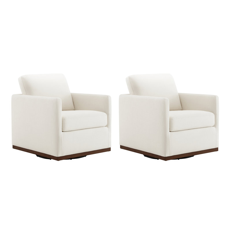 Fauteuil pivotant rembourré avec coussins réversibles Bobbi, Coton tissé Flannigan Performance