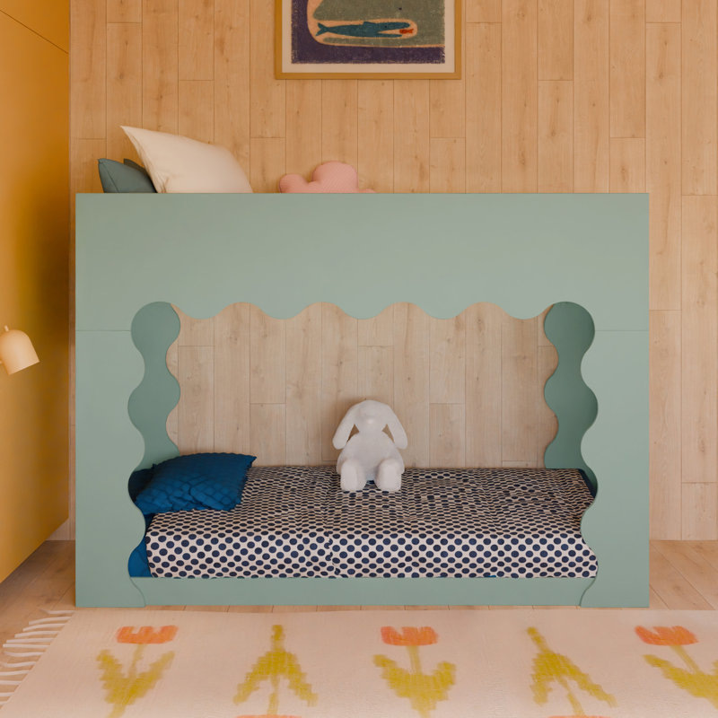 Lido Wave Convertible Low-Profile Bunk Bed, Light Sage/Honey