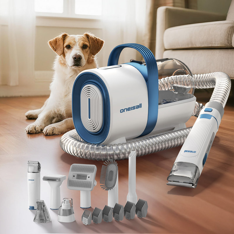 Oneisall LM2 Dog Hair Vacuum & Dog Grooming Kit, 7 in 1 Pet Grooming Vacuum with Pet Clipper,Paw Trimmer,Nail Grinder, Hair Deshedding Brush, Hair Cleaning Tool, 1.5L Dust Cup for Shedding Pet Hair, Home Cleaning