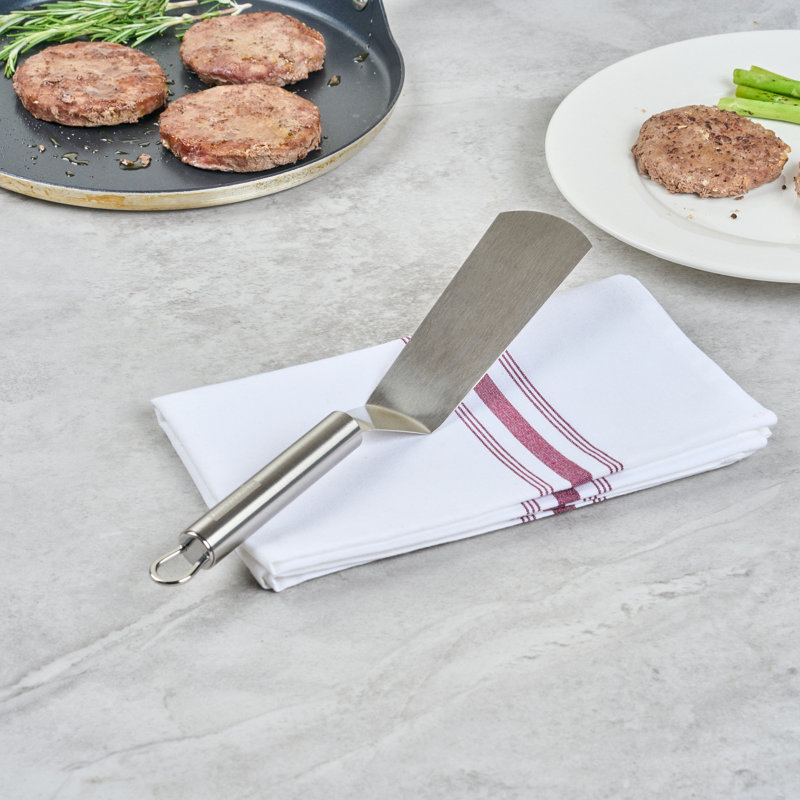 Spatule de cuisine en acier inoxydable de 11 po de style restaurant avec poignée ergonomique et résistante à la chaleur - Spatule en acier robuste pour hamburgers, œufs et viande