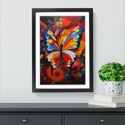 Butterfly Cubism Art - Framed Print