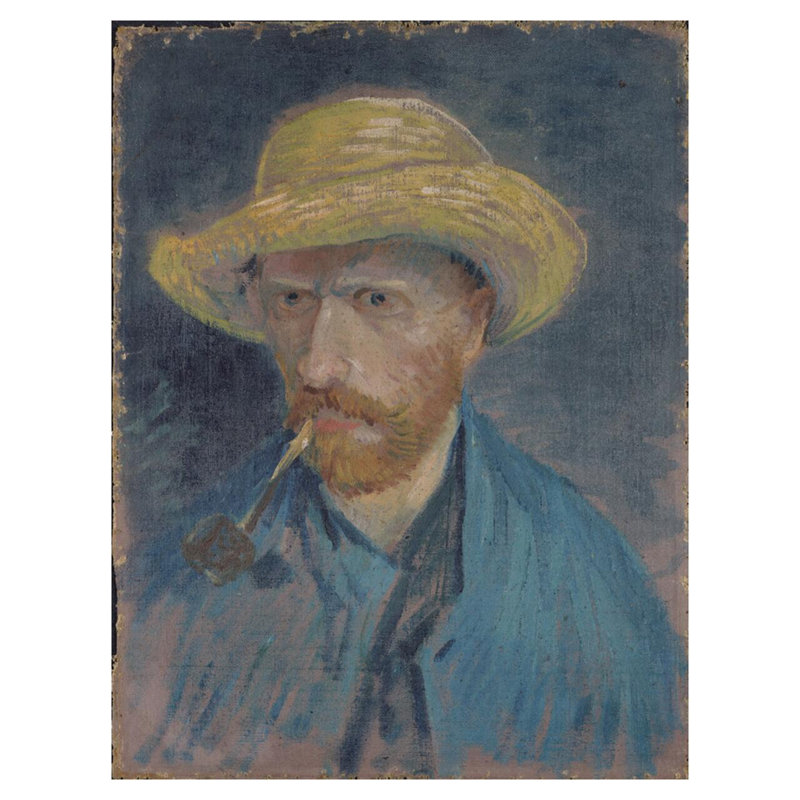 Autoportrait avec chapeau de paille et tuyau par Vincent van Gogh - Impression giclée, H 40 po x l 32 po