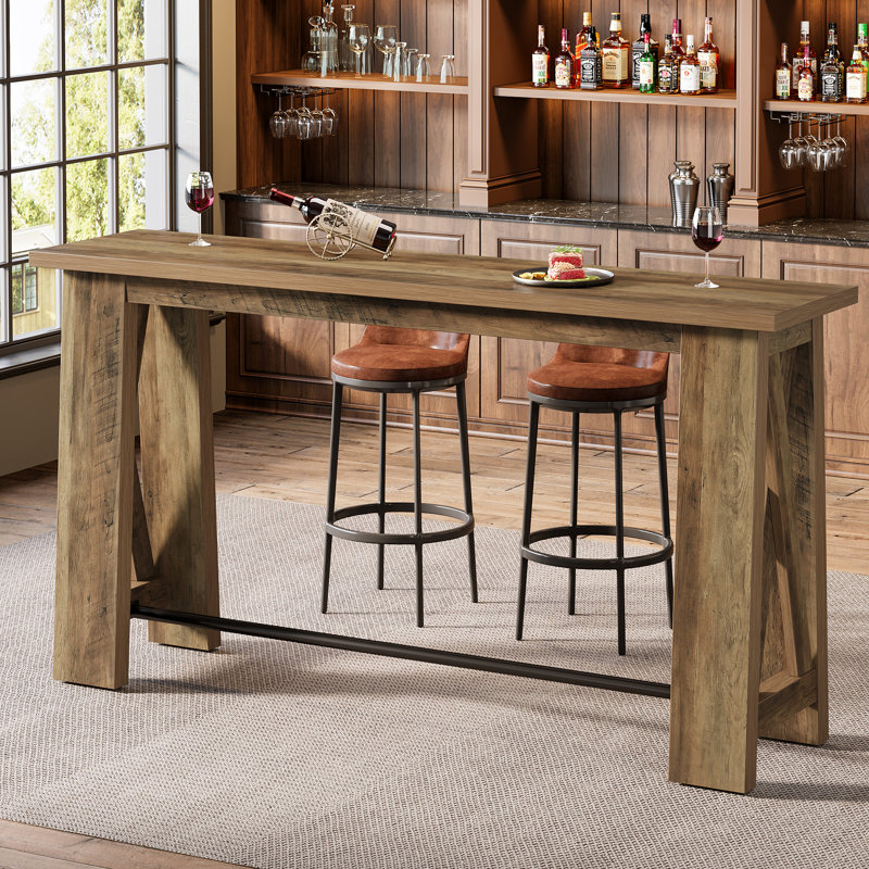 Table de bar 63 "rectangulaire avec repose-pieds